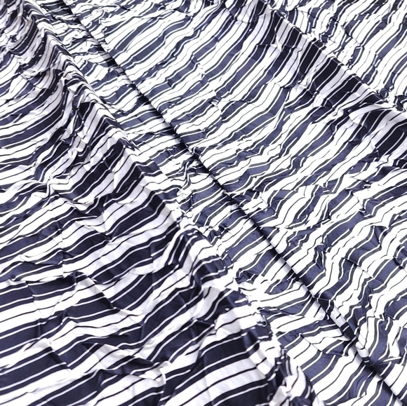 New Michael Kors Amazing Navy White Striped Crinkle Pleated Dress Sz 4 - Picture 8 of 16